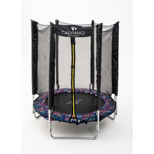 Батут пружинный с защитной сеткой Calviano smile 140 см-4,5ft складной