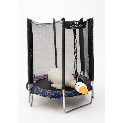Батут пружинный с защитной сеткой Calviano smile 140 см-4,5ft складной