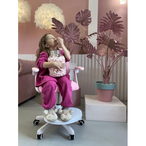 Кресло для сидения с регулировкой высоты Calviano Comfy розовое с подножкой
