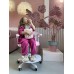Кресло для сидения с регулировкой высоты Calviano Comfy розовое с подножкой