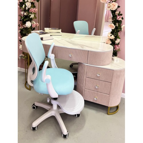 Кресло для сидения с регулировкой высоты Calviano Comfy голубое с подножкой