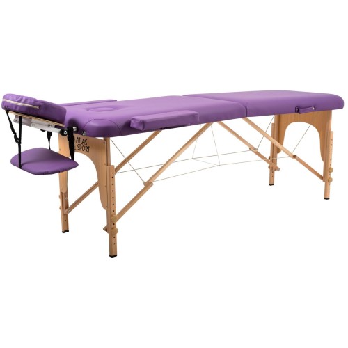 Массажный стол Atlas Sport складной 2-с 60 см деревянный + сумка в подарок (фиолетовый)