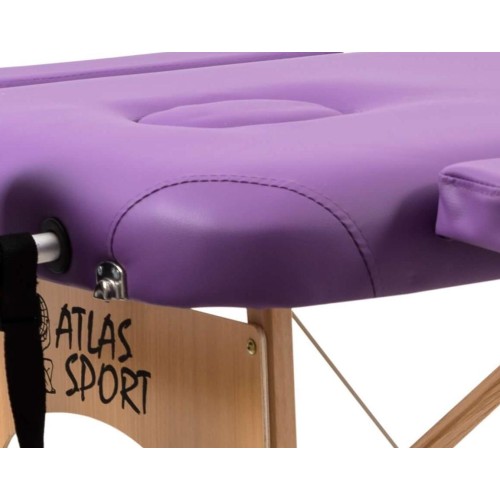 Массажный стол Atlas Sport складной 2-с 60 см деревянный + сумка в подарок (фиолетовый)