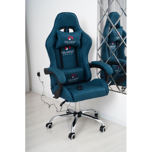 Вибромассажное кресло Calviano ASTI ULTIMATO light blue fabric