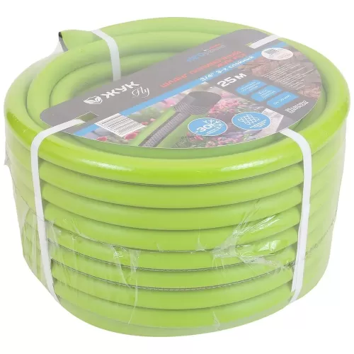 Шланг поливочный Жук Fly 3/4" 3-х слойный зеленый (бухта 25 метров)