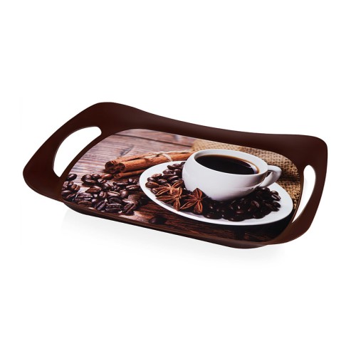 Поднос с ручками пластиковый малый (венге) Поднос с ручками пластиковый малый (венге)