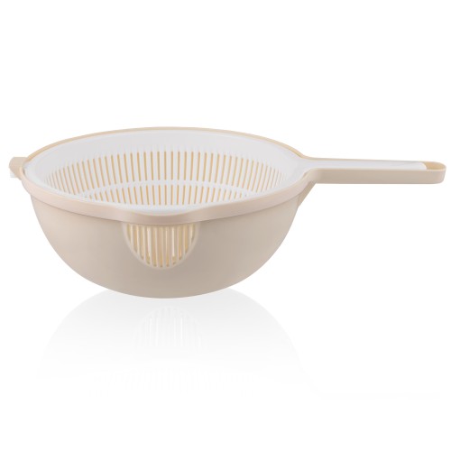 Дуршлаг с подставкой пластиковый бежевый-белый