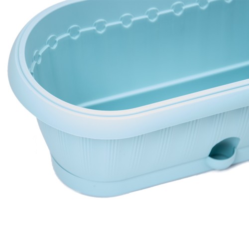 Кашпо Флавия овальное №1 с застегивающимся поддоном, серо-голубой Кашпо Флавия овальное №1 с застегивающимся поддоном, серо-голубой