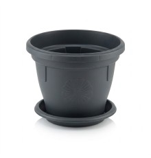 Кашпо Italy 3,5 л с поддоном графитовое (арт. 430-3)