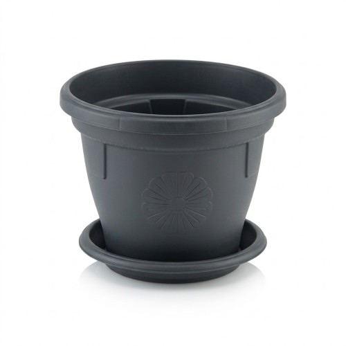 Кашпо "Italy" 6 л с поддоном, графитовый
