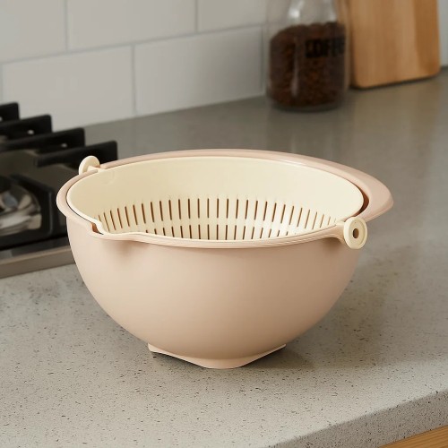 Дуршлаг пластиковый Twist большой бежевый