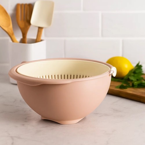 Дуршлаг пластиковый Twist большой бежевый