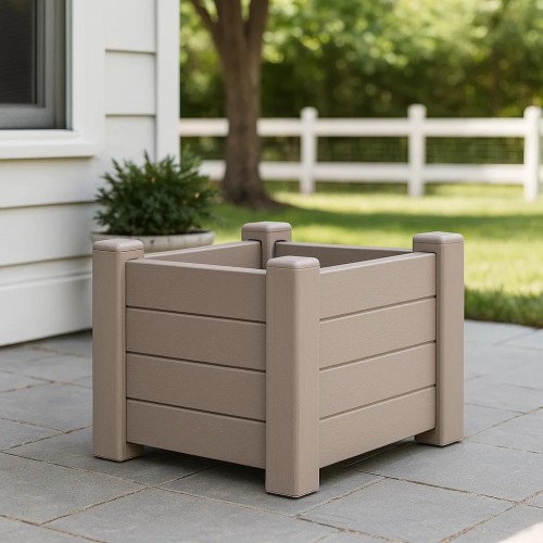 Кашпо Provence квадратное 43 см темно-бежевый