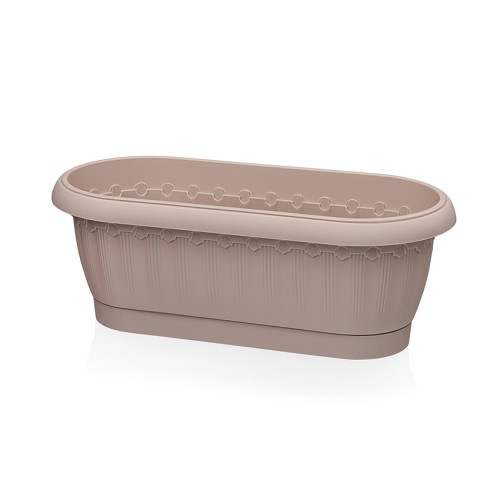 Кашпо Флавия овальное №2 с застегивающимся поддоном серо-бежевый Кашпо Флавия овальное №2 с застегивающимся поддоном серо-бежевый