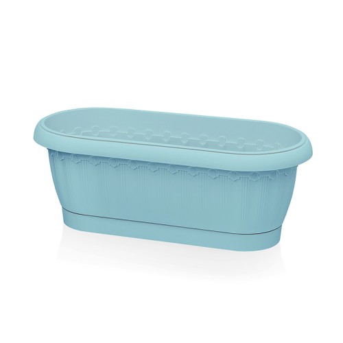 Кашпо Флавия овальное №2 с застегивающимся поддоном, серо-голубой Кашпо Флавия овальное №2 с застегивающимся поддоном, серо-голубой