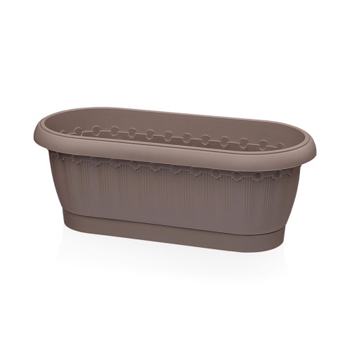 Кашпо Флавия овальное №2 с застегивающимся поддоном, серо-коричневый Кашпо Флавия овальное №2 с застегивающимся поддоном, серо-коричневый