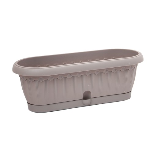 Кашпо Флавия овальное №2 с застегивающимся поддоном, серо-коричневый Кашпо Флавия овальное №2 с застегивающимся поддоном, серо-коричневый