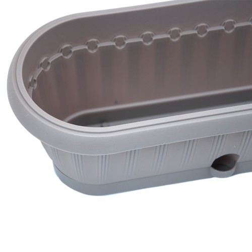 Кашпо Флавия овальное №2 с застегивающимся поддоном, серо-коричневый Кашпо Флавия овальное №2 с застегивающимся поддоном, серо-коричневый