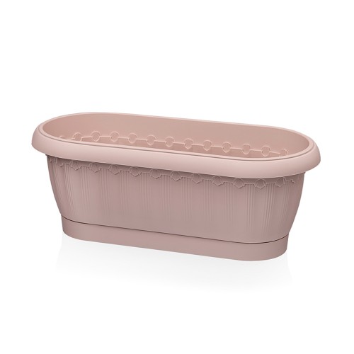 Кашпо Флавия овальное №2 с застегивающимся поддоном, серо-розовый Кашпо Флавия овальное №2 с застегивающимся поддоном, серо-розовый