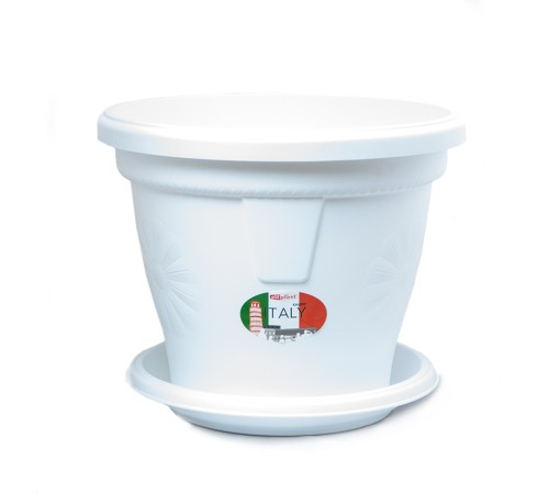 Кашпо "Italy" 11 л с поддоном, белый Кашпо "Italy" 11 л с поддоном, белый