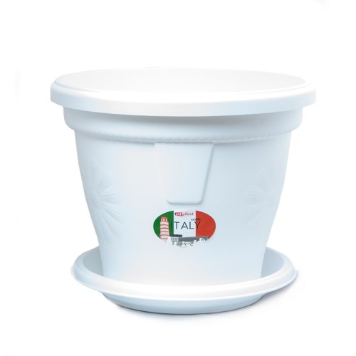 Кашпо "Italy" 11 л с поддоном, белый