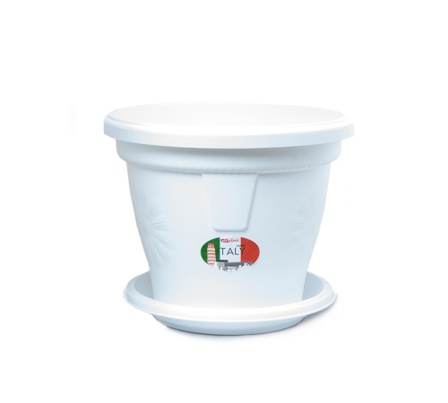Кашпо "Italy" 2 л с поддоном, белый