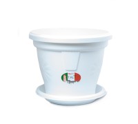 Кашпо "Italy" 3,5 л с поддоном, белый