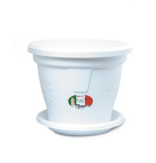 Кашпо "Italy" 3,5 л с поддоном, белый