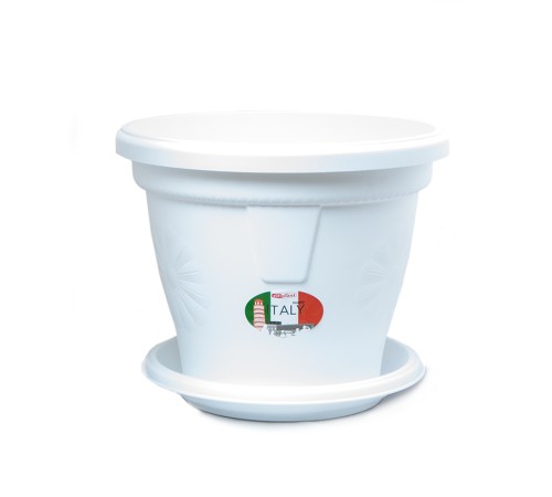 Кашпо "Italy" 3,5 л с поддоном, белый Кашпо "Italy" 3,5 л с поддоном, белый