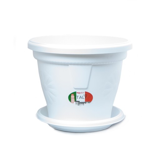 Кашпо "Italy" 3,5 л с поддоном, белый Кашпо "Italy" 3,5 л с поддоном, белый