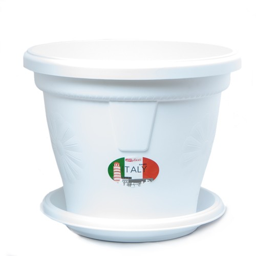 Кашпо "Italy" 38 л с поддоном, белый
