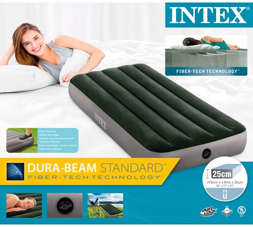 Матрас надувной с насосом Intex Dura-Beam Standard, 191*99*25 см (64761)