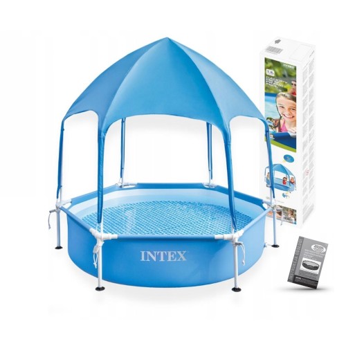 Бассейн каркасный детский Intex Metal Frame с навесом 183x38см (28209NP)