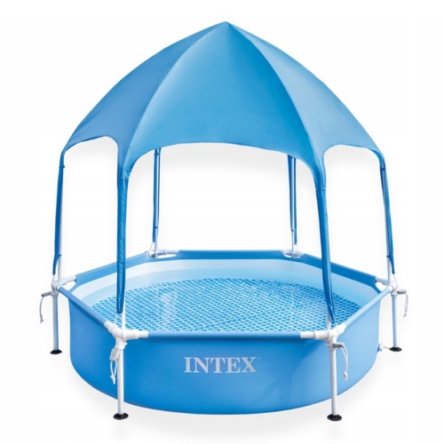 Бассейн каркасный детский Intex Metal Frame с навесом 183x38см (28209NP)
