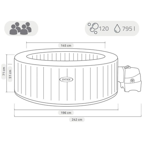 Надувной бассейн-джакузи Intex 196x71 см (28426GN)
