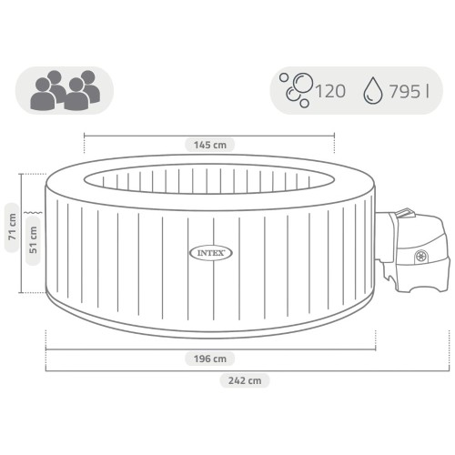 Надувной бассейн-джакузи Intex 196x71 см (28426GN) (оливковый)