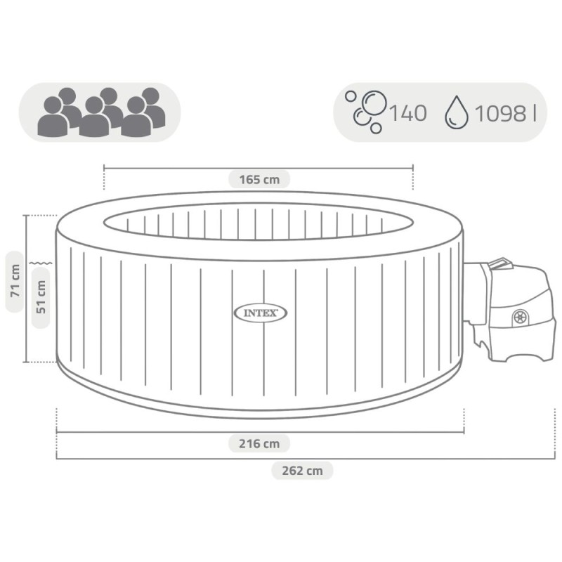 Надувной бассейн-джакузи Intex 216x71 см (28428GN) (оливковый) 28428-1 - фото 3 | Ugolok.by