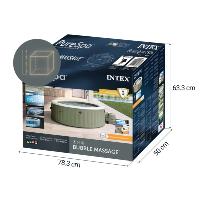 Надувной бассейн-джакузи Intex 216x71 см (28428GN) (оливковый) 28428-1 - фото 7 | Ugolok.by