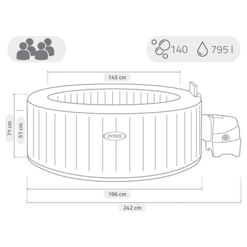 Бассейн-джакузи Intex Greywood Deluxe 196x71 см (28440GN)