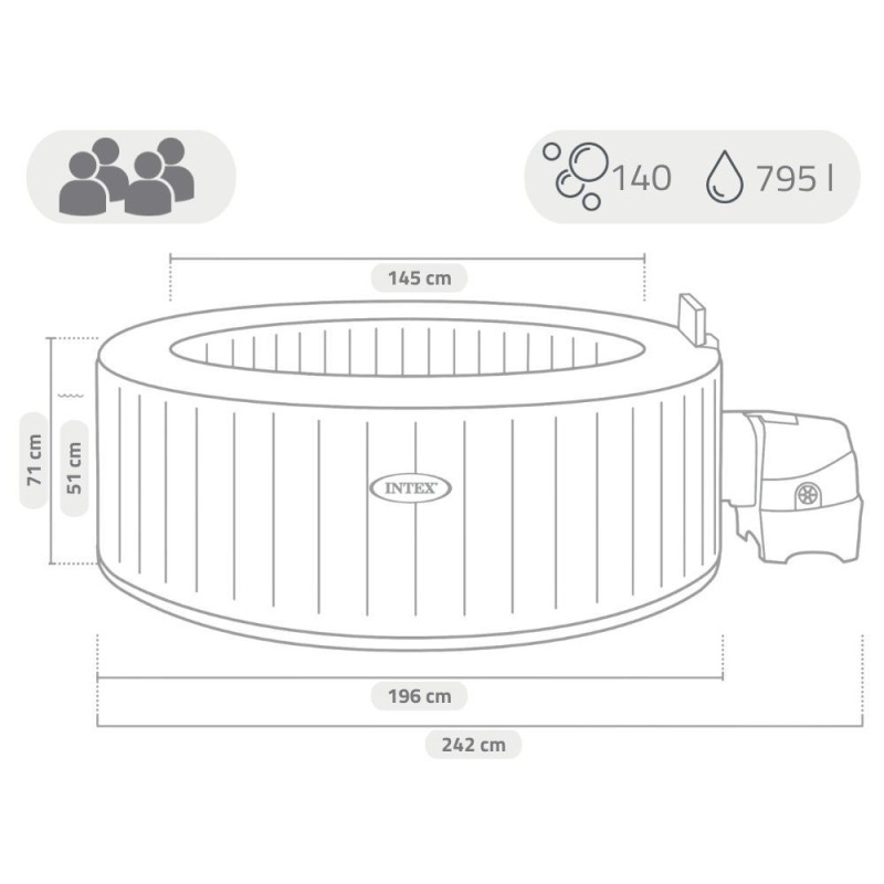 Надувной бассейн джакузи (СПА-бассейн) Intex Greywood Deluxe 196x71 см (28440GN) 28440GN - фото 8 | Ugolok.by