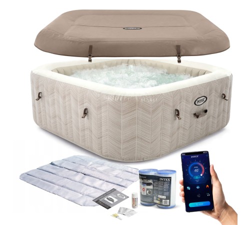 Надувной бассейн-джакузи Intex PureSpa Chevron Deluxe 4 места (175x175x71 см)