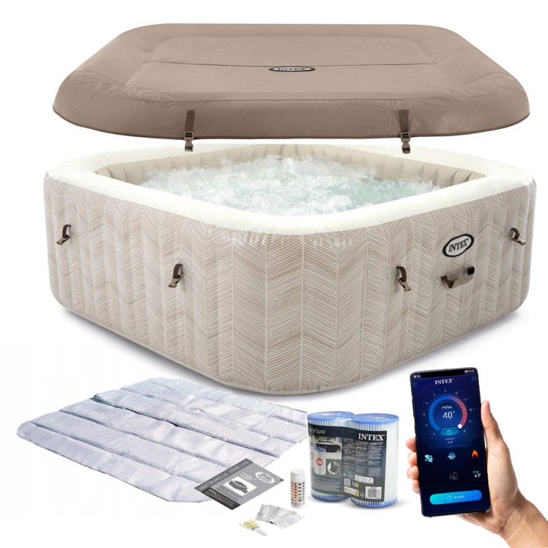 Надувной бассейн джакузи 175x175x71 см PureSpa Chevron Deluxe 4 места Intex 28446 28446 купить в Минске - интернет-магазин Ugolok.by