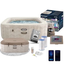 Надувной бассейн джакузи 195x195x71 см PureSpa Chevron Deluxe 6 мест Intex 28472