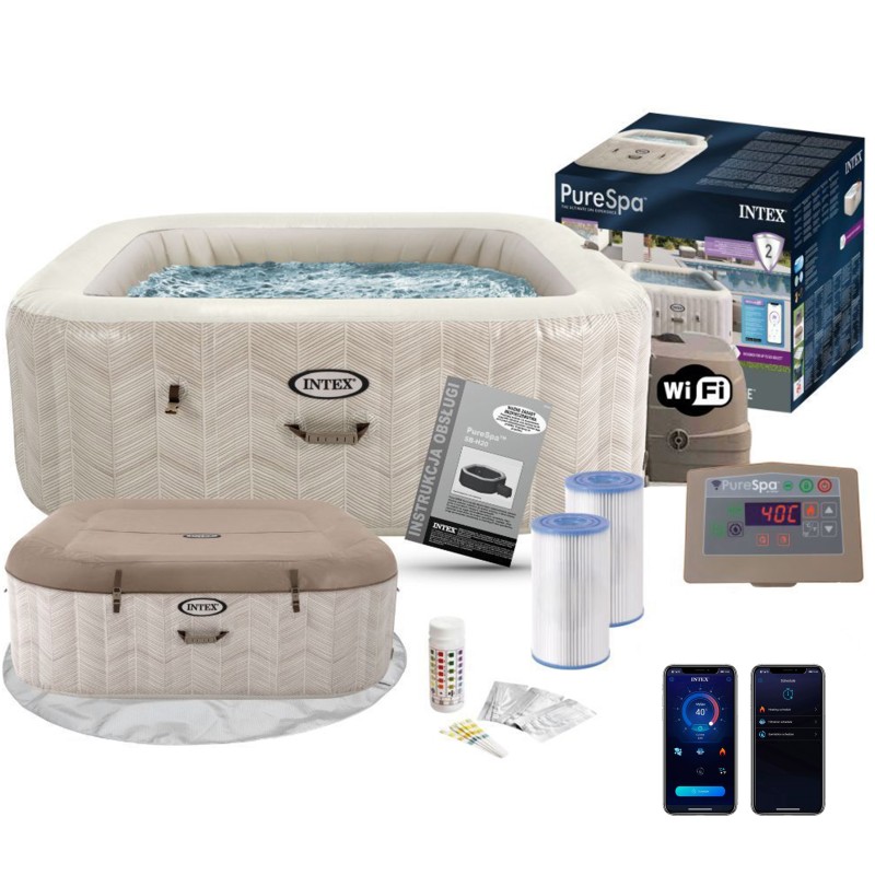 Надувной бассейн джакузи 195x195x71 см PureSpa Chevron Deluxe 6 мест Intex 28472 28472 купить в Минске - интернет-магазин Ugolok.by