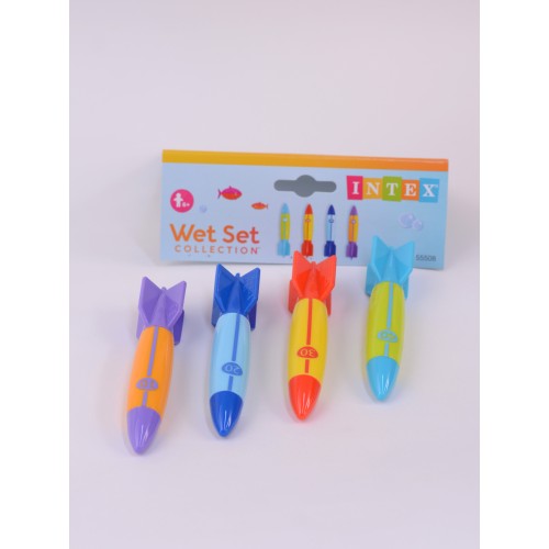 Набор пластиковых игрушек "Торпеды 4 шт" для ныряния в бассейне, 55508