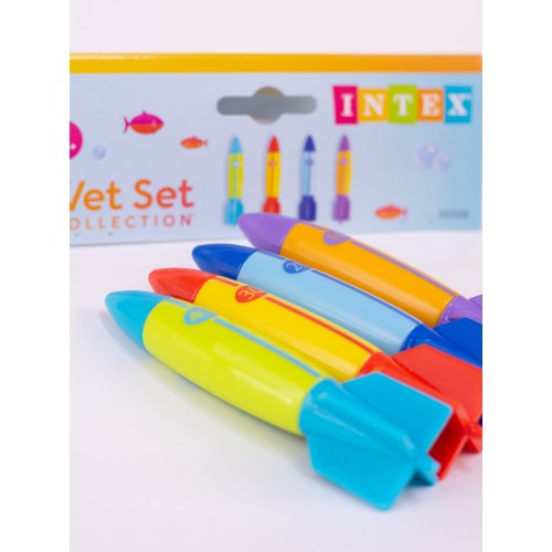 Набор пластиковых игрушек "Торпеды 4 шт" для ныряния в бассейне, 55508