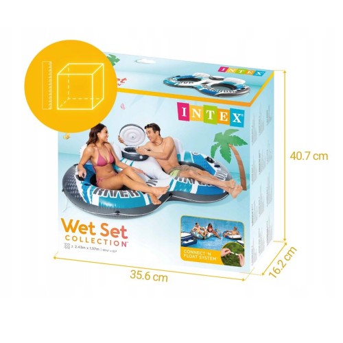 Надувной круг для двоих с холодильником Intex River Run (Небесный) 264x142 см (56827EU)