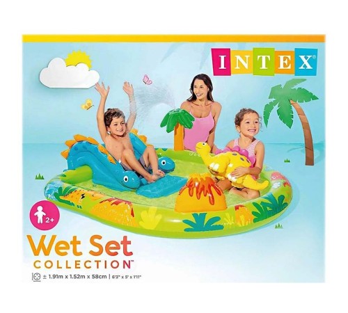 Игровой бассейн с горкой и фонтаном Intex 57166 Дино остров 191х152х58 см