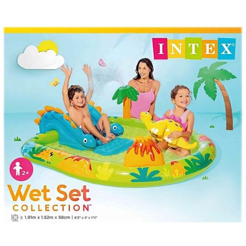 Игровой бассейн с горкой и фонтаном Intex 57166 Дино остров 191х152х58 см