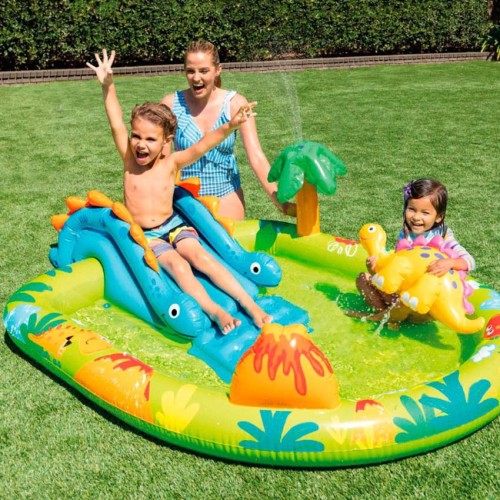 Игровой бассейн с горкой и фонтаном Intex 57166 Дино остров 191х152х58 см